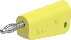 Pojedyncza wtyczka 4 mm całkowicie żółto-zielona Stäubli LQ-4N-30 Wtyk laboratoryjny 1 szt.