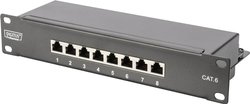 DIGITUS Professional 8 Port CAT 6, klasa E, panel krosowy do komputerów stacjonarnych, ekranowany Patchpanel Digitus DN-91608S, 8 Portów, 254 mm (10''), 1 U