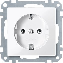 Gniazdo z uziemieniem Płytka przycisku Merten System M, 1-M, M-Smart, M-Plan, M-Creativ MEG2301-0319, biały (błyszczący)