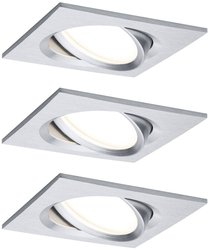 Oprawa wpuszczana LED Nova Plus Coin zestaw podstawowy kwadrat obrotowy 84x84mm 50° Coin 3x6W 3x470lm 230V 2700K aluminium toczone Oświetlenie wewnętrzne LED Paulmann  93680 Zestaw 3-elementowy 18 W 470 lm