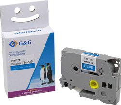 Taśma do nadruku  G&G 15559 zamiennik Zamiennik Brother TZe-535  Kolor taśmy: niebieski Kolor nadruku: biały 12 mm 8 m