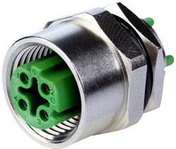 Gniazdo PCB M12, kodowanie D, 4-biegunowe, IP67, gdy nie jest podłączone, w obudowie Gniazdo PCB Metz Connect MMT361A115-0009 MMT361A115-0009, piny: 4, 1 szt.