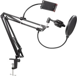 Statyw mikrofonowy Renkforce RF-MCS-200, filtr pop i uchwyt na telefon Statyw mikrofonowy stołowy Renkforce RF-MCS-200 RF-4738578 1 szt.