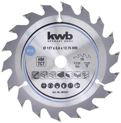 Piła tarczowa do płyt wiórowych kwb 581557, drewno / drewno liściaste, 127 x 12,7 mm, czyste cięcia, średnia liczba, 18 zębów Z-18, średnia brzeszczot CleanCut, 75 Tarcza tnąca z węglików spiekanych kwb 127 x 12.75 mm 1 szt.