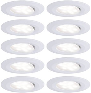 Oprawa wpuszczana HomeSpa LED Calla zestaw podstawowy obrotowy IP65 okrągły 90mm 30° 10x6W 10x530lm 230V 4000K biały matowy Lampa łazienkowa LED do wbudowania Paulmann  99922   60 W biały (matowy) 530 lm