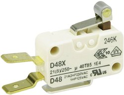 Mikroprzełącznik D489-V3RA 250 V/AC 21 A 1 x wł/(wł) ZF  chwilowy 1 szt.