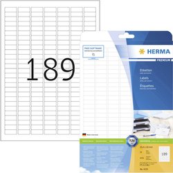 Herma 4333 Etykieta uniwersalna 25.4 x 10 mm Papier biały 4725 szt. Trwały Drukarka atramentowa, Drukarka Laserowa, Drukarka Laserowa, kolorowa, Kopiarka, Drukarka z funkcją kopiowania w kolorze, Drukarka etykiet