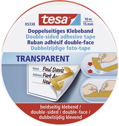 tesa® dwustronna taśma samoprzylepna — wyjątkowo cienka, długa żywotność, do trwałych i dekoracyjnych mocowań Taśma dwustronna tesa  05338-00000-01  (D x S) 10 m x 15 mm 10 m 1 szt.