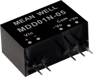 Moduły przetwornicy DC/DC firmy MEANWELL serii MDD01 serii SIP/SIL7 Obudowa Podwójne wyjście Współczynnik napięcia wejściowego: 1:1 Moc: 1W nieregulowany Medyczny Moduł przetwornicy DC/DC Mean Well MDD01L-15 MDD01L-15, 1 W, 34 mA, 1 szt.