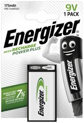 Akumulator 9 V, NiMH Energizer Power Plus 6LR61 E300320802, 175 mAh, 8.4 V, 1 szt.