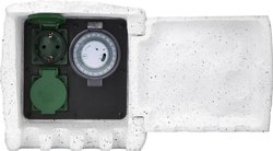 Gniazdo ogrodowe podwójne z wyłącznikiem czasowym Renkforce, 2x, 230 V/AC, 3680 W, 5.00 m, (D x S x W) 200 x 200 x 215 mm