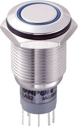 Przełącznik wciskany, wandaloodporny zatrzask TRU COMPONENTS LAS2GQF-22ZE/B/12V/S/P, 2 x wł/wł, 1 szt.