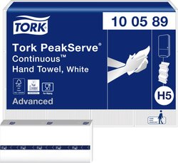 Ręczniki papierowe Tork PeakServe® Endless ™, białe H5, Advanced, 8 cm x 20,1 cm, 12 x 270 arkuszy TORK 100589  Ręczniki papierowe (D x S) 22.5 cm x 20.1 cm   1 zest.