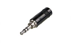 3-biegunowy wtyk jack 3,5 mm z zaciskanym odciążeniem, obudowa chromowana na czarno, styki posrebrzane Złącze męskie jack 3,5 mm Rean AV NYS231B NYS231B, złącze męskie, 1 szt.