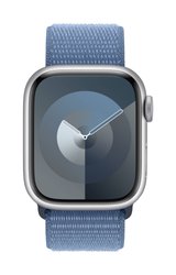 Apple Watch Series 9 GPS 41 mm srebrna aluminiowa obudowa ze sportową opaską w kolorze zimowego błękitu Apple Watch Series 9 GPS 41 mm Obudowa aluminiowa Sport Loop Zimowy niebieski