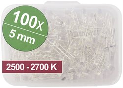 Standardowy zestaw LED ciepła biała 5 mm 100 szt. Akcesoria LED Quadrios 1802O028, 5 mm, 100 Teile