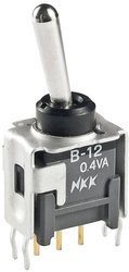 Przełącznik dźwigienkowy NKK Switches B18AH B18AH, 1 x (wł)/wył/(wł), 28 V/DC, 0.1 A, 1 szt.