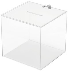 Pudełko z wprowadzeniem, zamek Deflecto, (S x W x G) 303 x 303 x 303 mm, kryształowo-czysty