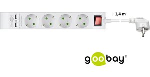 Listwa zasilająca Goobay, 4 gniazda sieciowe, 2 gniazda USB  2.1 A