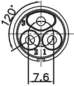 Złącze męskie okrągłe Lumberg 0252 03, styki:3, 500 V, 20 A, 1 szt.