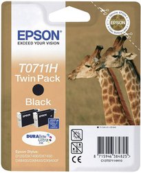 Zestaw tuszy KMP E107D = 2X EPSON T071140, zamiennik, czarny