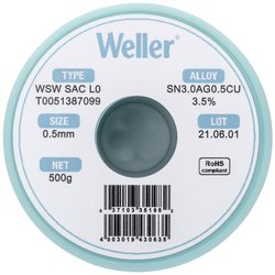 Cyna lutownicza bezołowiowa Weller WSW SAC L0 szpula Sn3,0Ag0,5Cu 500 g 0.5 mm