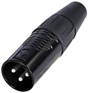 3-biegunowe złącze kablowe, obudowa chromowana na czarno, styki posrebrzane Złącze męskie XLR Rean AV RC3M-BAG RC3M-BAG, złącze męskie proste, 1 szt.