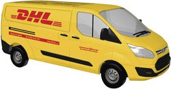 Model ciężarówki Busch 52411 H0 Ford Tranzyt niestandardowy DHL