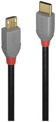 Kabel USB LINDY, USB 2.0, Złącze męskie USB-C®, Złącze męskie USB Micro-B, 1.00 m