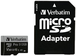 Karta pamięci microSDXC Verbatim Pro, 512 GB, UHS-Class 3