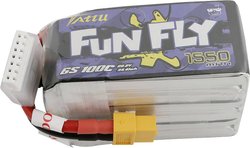 Pakiet baterii LiPo Tattu Funfly 1550mAh 22,2 V 100C 6S1P Z wtyczką XT60 Pakiet akumulatorów (LiPo) 22.2 V 1550 mAh 100 C Tattu Softcase XT60