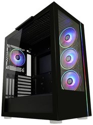 LC Power 808B - Skylla_X Midi Tower Obudowa gamingowa  czarny z okienkiem, z 4 wentylatorami LED
