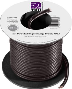 Kabel typu linka 2 x 0,75 mm², czarny 604884 20 m