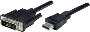 Kabel przyłączeniowy HDMI/DVI, złącze męskie HDMI na złącze męskie DVI 24+1 biegunów czarny   Przejściówka HDMI, DVI Manhattan 372503-CG 372503-CG, ze złączem śrubowym, 1.80 m