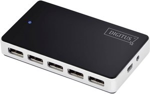 Hub USB 2.0 Digitus DA-70229 10 Portów  czarny, srebrny