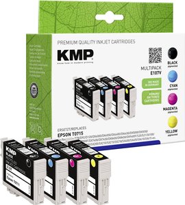 Zestaw tuszy KMP E107V = EPSON T071X40, zamiennik, czarny, kolor