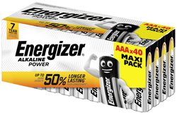 Energizer Power Alkaline Micro Baterie, zestaw 40 Bateria AAA/R03 Energizer Power  1.5 V 40 szt.