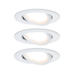 Oprawa wpuszczana LED 3-Step-Dim Nova Coin zestaw podstawowy obracany wokół 84mm 50° Coin 3x6W 3x460lm 230V 2700K matowa biel Lampa do zabudowy Paulmann Nova 93485 Zestaw 3-elementowy 18 W 470 lm