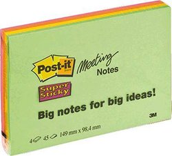 Karteczki samoprzylepne ze spotkania / 6445-4SS 149x98mm posortowane po 4 bloczki Notatka samoprzylepna Post-it 7100043257 149 mm x 98 mm  180 ark.