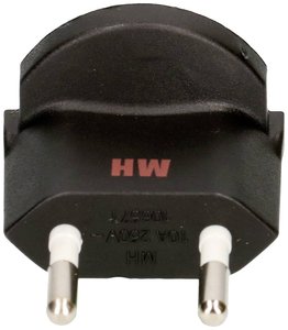 Adapter stały typ 11 / kapturek ochronny. 2-biegunowy czarny Adapter podróżny Max Hauri AG 107508