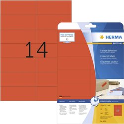 Herma 5059 Etykieta uniwersalna 105 x 42.3 mm Papier czerwony 280 szt. Trwały Drukarka atramentowa, Drukarka Laserowa, Drukarka Laserowa, kolorowa, Kopiarka, Drukarka z funkcją kopiowania w kolorze, Drukarka etykiet