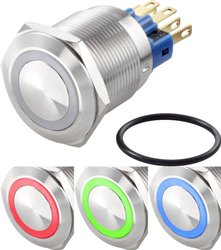 Przełącznik wciskany, wandaloodporny TRU COMPONENTS TC-GQ22-11ZE/41RGB/ TC-7494644, 22 mm, 250 V/AC, 3 A, 1 szt.
