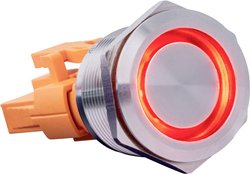 Przycisk stalowy z mikrowyłącznikiem, chwilowy, podświetlenie czerwone LED, IP67, IK10, 3A/250V Przełącznik przyciskowy Joy-it BUTTON22A-M-RD BUTTON22A-M-RD, 24.80 mm, 250 V/AC, 3 A, 1 szt.