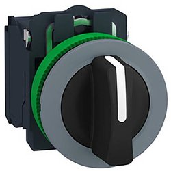 Przełącznik wyboru, kompletny, plastikowy, 3-pozycyjny, czarny, 30mm, 2S, w kolorze szarym Przełącznik wyboru Schneider Electric XB5FD33C0, 1 szt.