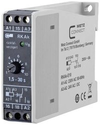 Przekaźnik czasowy zwłoczny odpadania RKAk-E10, 230 V AC / 24 V AC/DC, 1,5-30 s Przekaźnik czasowy Metz Connect RKAk-E10 110304412004, 250 V/AC, 6 A, 1 szt.