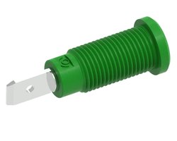 Gniazdo bananowe bezpieczne Ø2mm z okrągłą nakrętką Ø10mm, płaska końcówka łącząca 4,8x9mm, kolor zielony Electro PJP 228-2-I-CD1-V Gniazdo do zabudowy bezpieczne 1 szt.