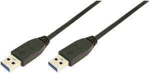 Kabel USB 3.2 Gen 1 (USB 3.0) LogiLink CU0039, [1x złącze męskie USB-A 3.2 (USB 3.0) - 1x złącze męskie USB-A 3.2 (USB 3.0)], 2.00 m, czarny