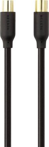 Kabel Anteny, SAT, Belkin F3Y057bt5M, [1x złącze męskie antenowe 75 Ω - 1x złącze żeńskie antenowe 75 Ω], 90 dB, 5.00 m, pozłacane styki, czarny