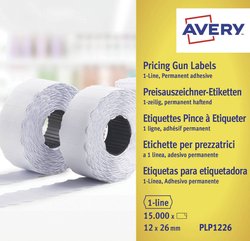 Rolka etykiet do metkownicy, 1-liniowe, białe, 26 x 12 mm, trwałe Etykiety cenowe Avery-Zweckform PLP1226 PLP1226