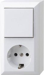 Wyłącznik, Przełącznik schodowy, Gniazdo elektryczne REV 0510156777, biały
